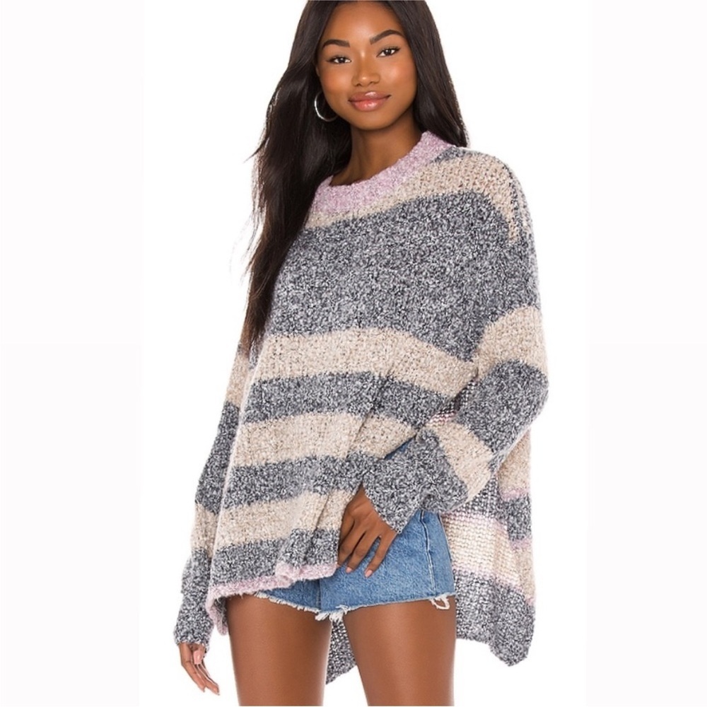 Free People Sweater Oversized Tunic Striped‎ Small